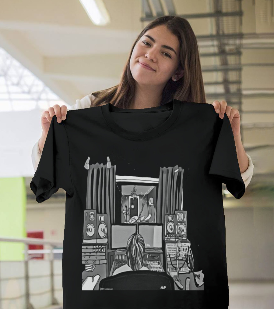 Davids Studio Music Production Artwork with ARP Monitors and Sound Equipment T-Shirt