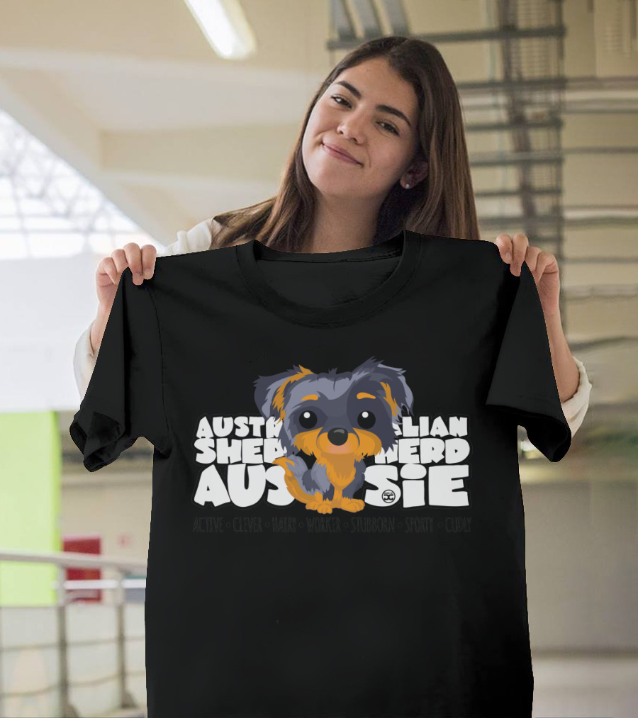 Australian Shepherd Aussie Merle Tan Active Clever Hairy Worker Stubborn Sporty Cuddly T-Shirt