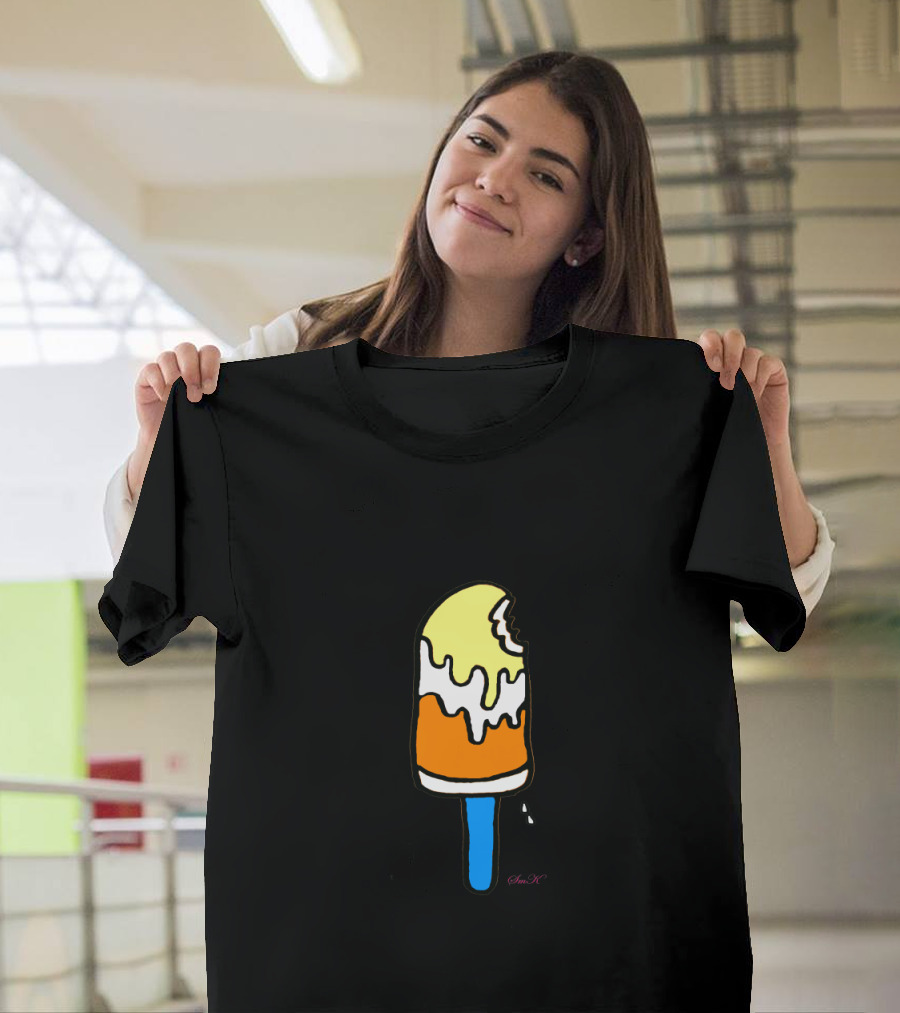 Creamsicle Popsicle with Bite and Blue Stick T-Shirt