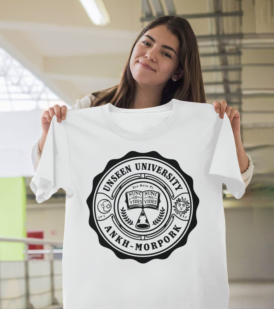 Unseen University Ankh-Morpork Seal Discworld Symbol Nunc Id Vides T-Shirt