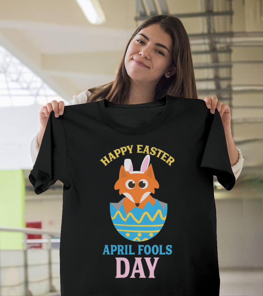 Happy Easter April Fools Day Playful Fox in Easter Egg T-Shirt