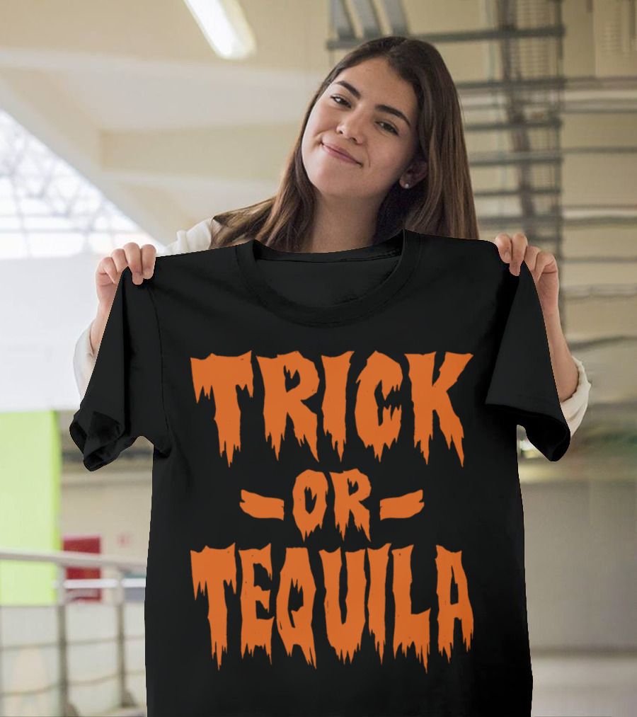 Trick Or Tequila Halloween Pumpkin Ghost Party Spirit T-Shirt