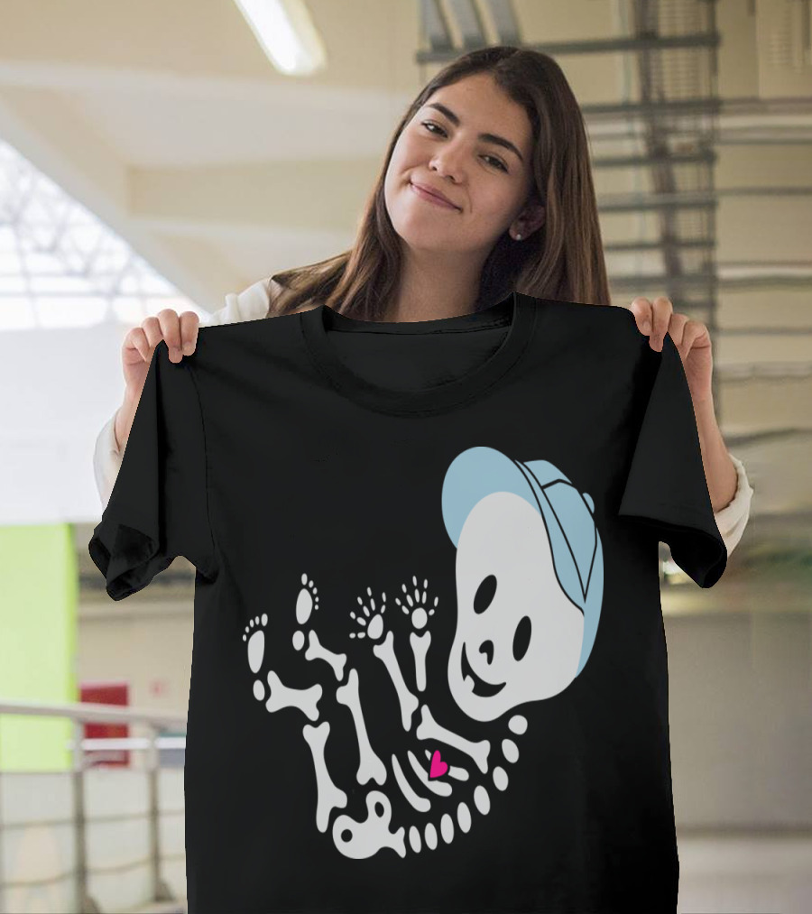 Gladditudes Maternity Boy Skeleton Xray Baby Skeleton with Heart and Cap T-Shirt
