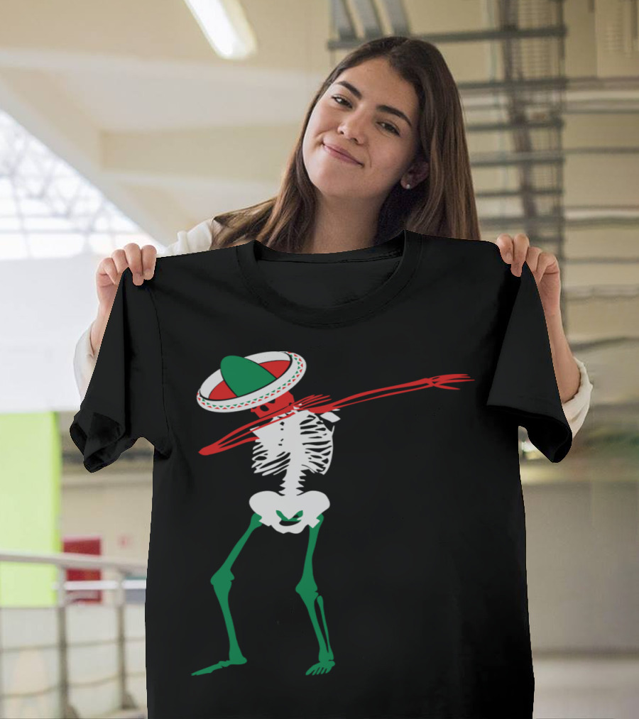 Cinco de Mayo Dab Skeleton Sombrero Mexican Colors T-Shirt