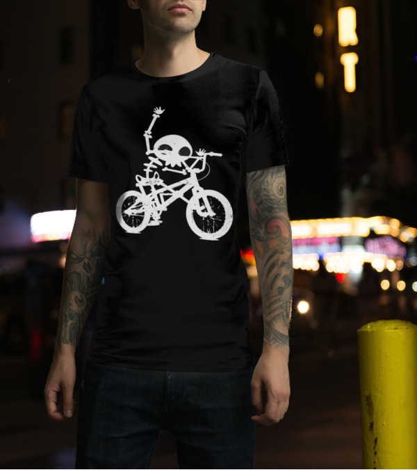 Skeleton Bones Bicycle Riding Fun Humor T-Shirt