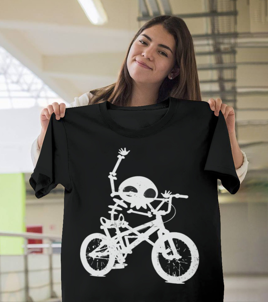 Skeleton Bones Bicycle Riding Fun Humor T-Shirt