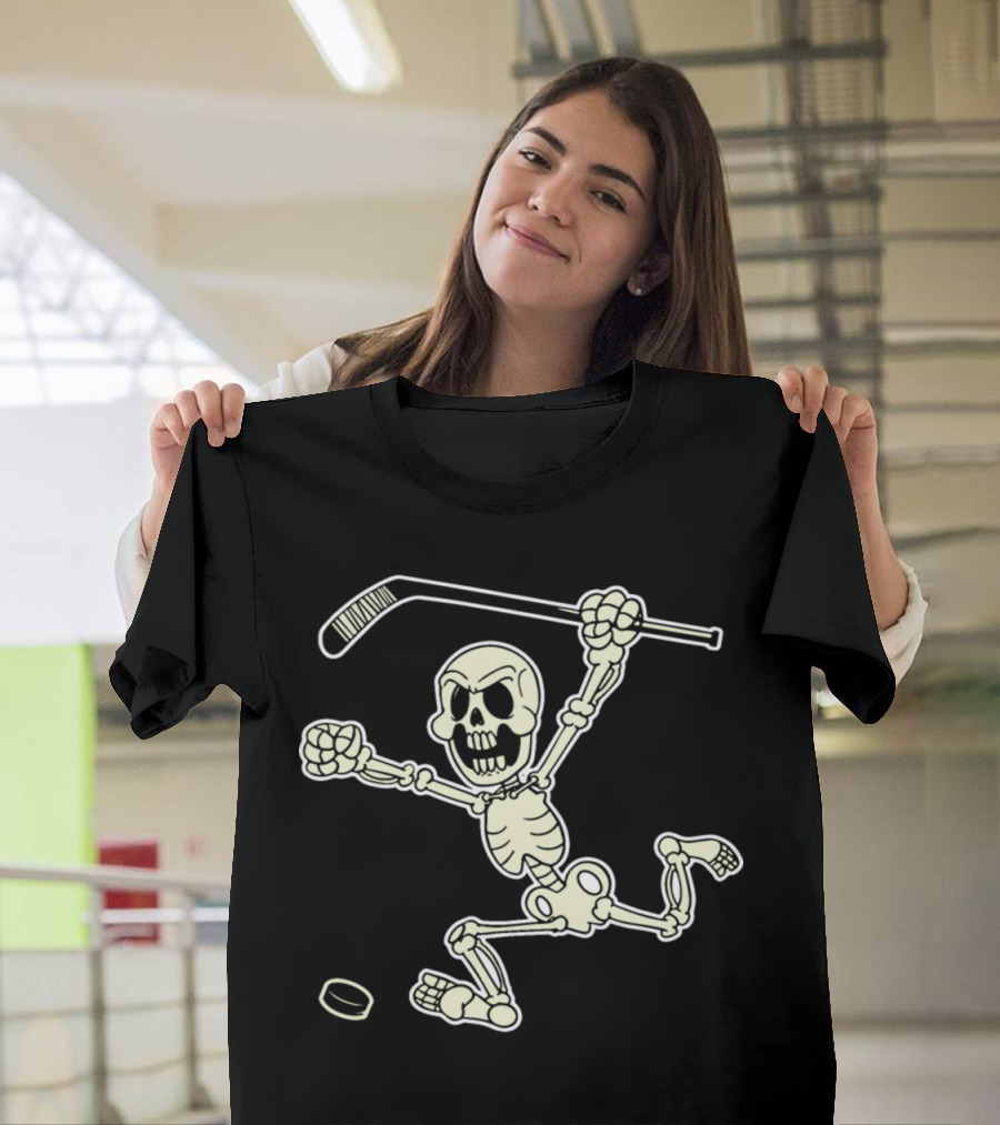 Skeleton Game Sport Teamworker Happy Favorite Skel Hockey T-Shirt