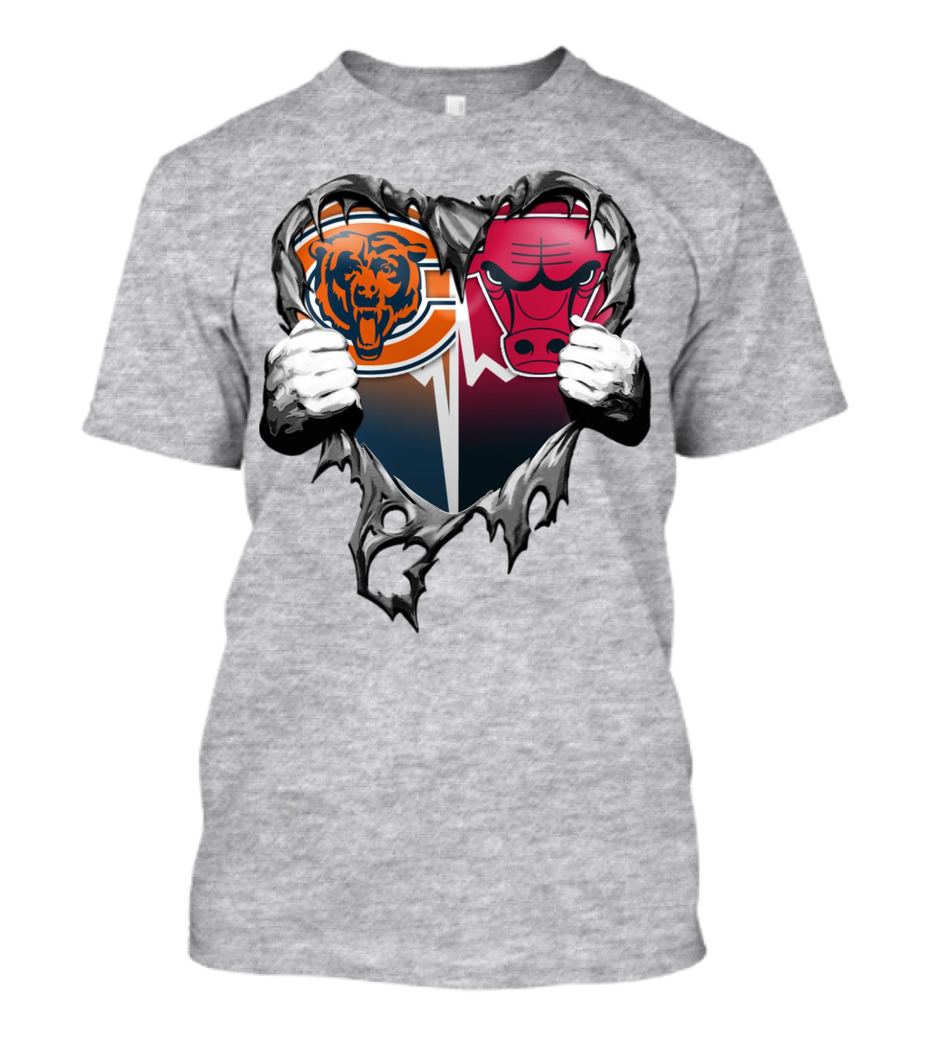 Chicago Bears And Bulls Heart Tear T-Shirt