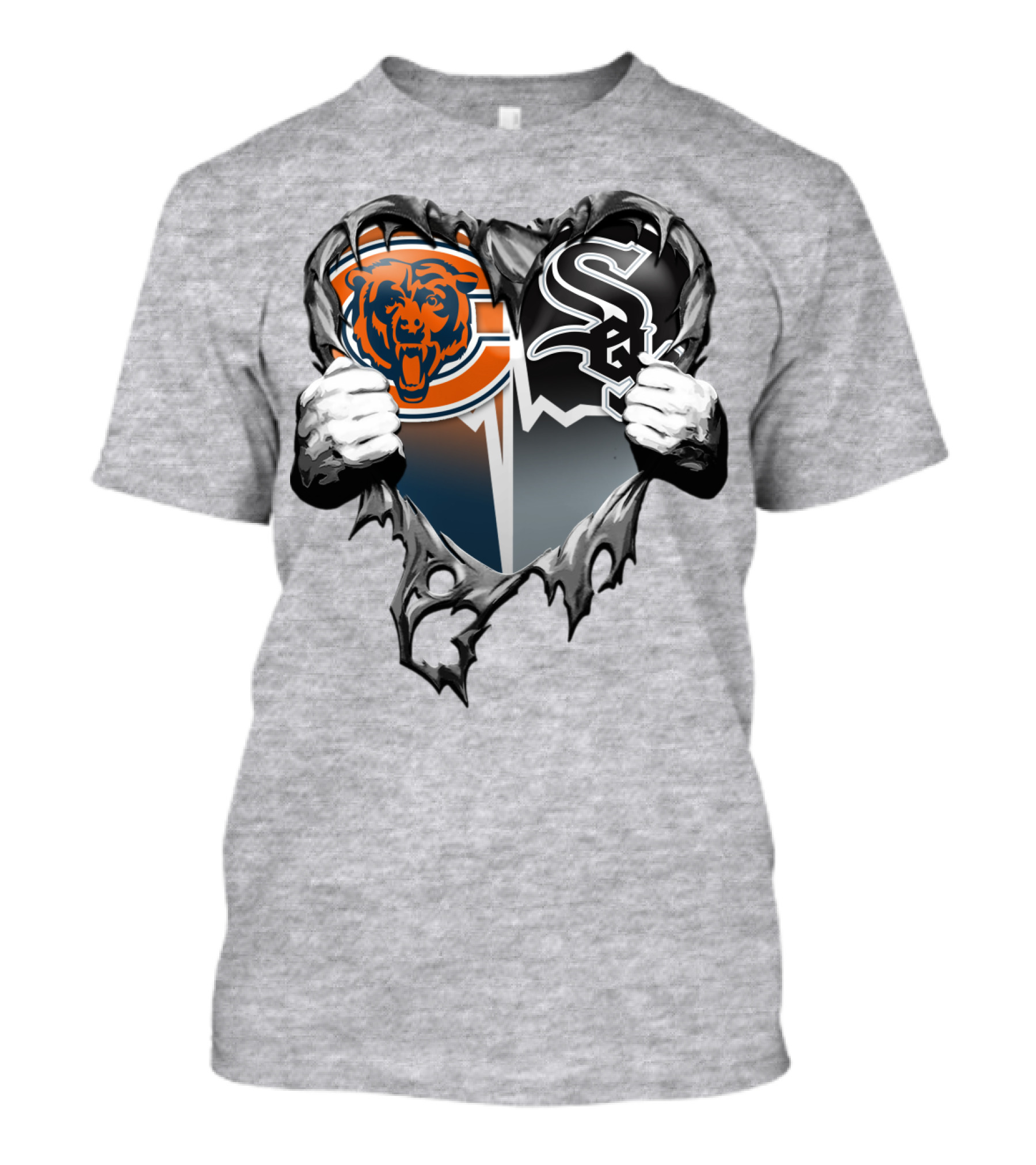 Chicago Bears And Chicago White Sox Heart Logo Xatt009 T-Shirt