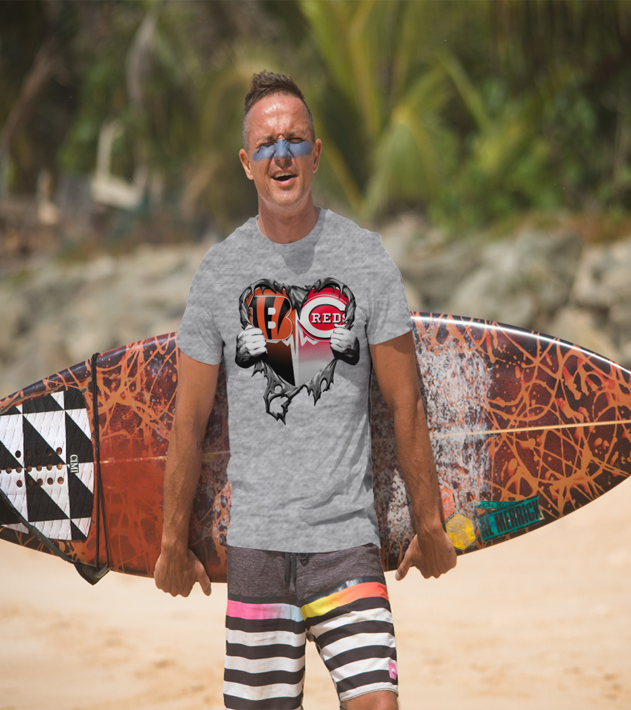 Cincinnati Bengals And Reds Heart T-Shirt