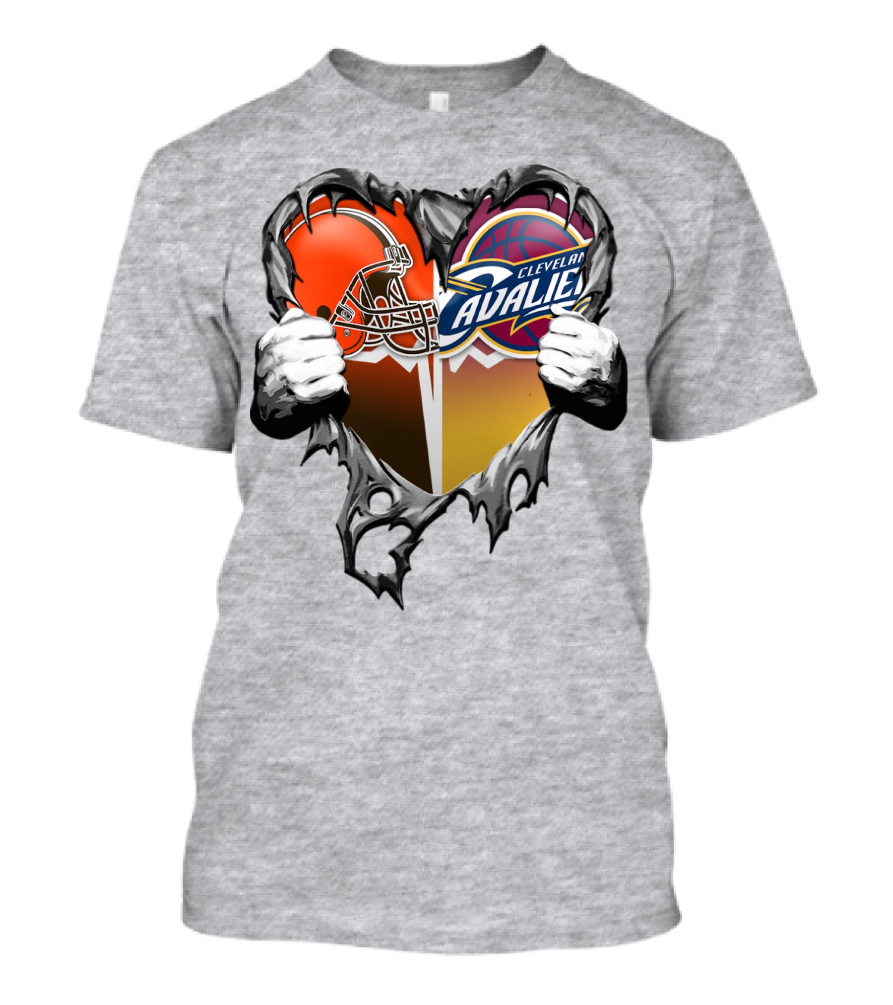 Cleveland Cavaliers Browns Heart Combination T-Shirt