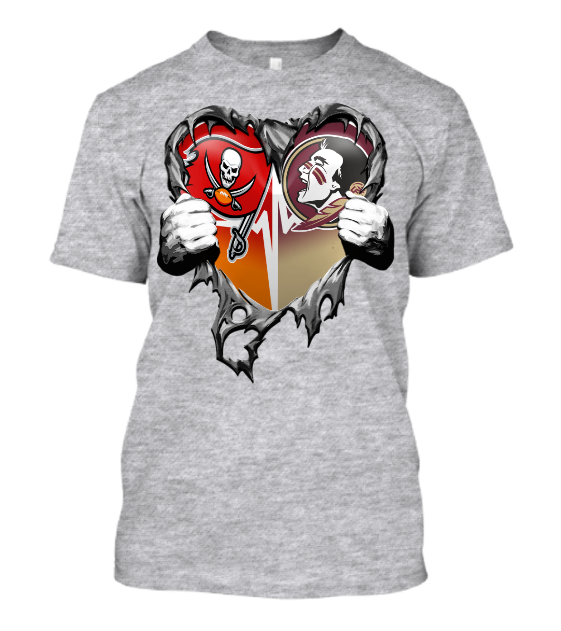 Tampa Bay Buccaneers Florida State Seminoles Heart Symbol Xatt025 T-Shirt