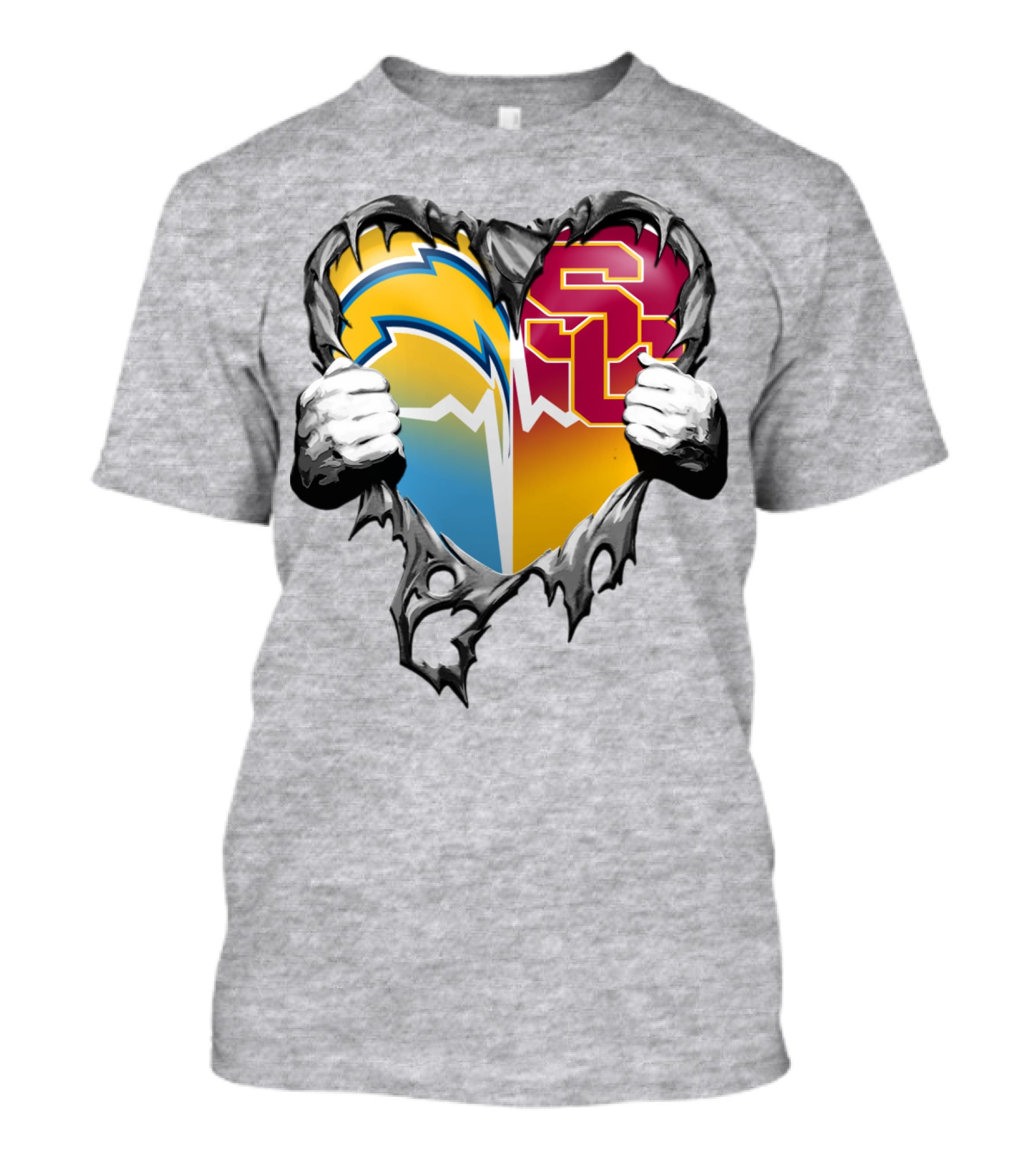 Chargers Usc Heart Logo Split T-Shirt