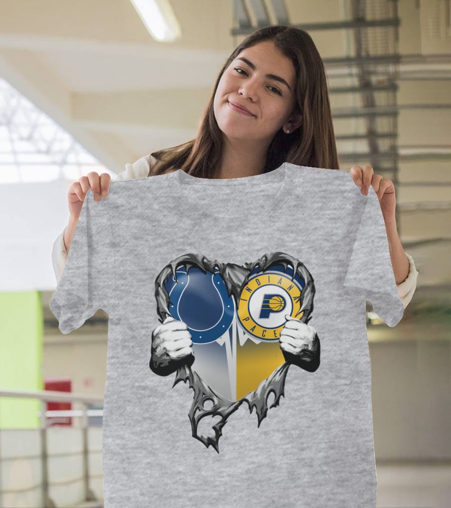 Indianapolis Colts Indiana Pacers Heart Rip T-Shirt