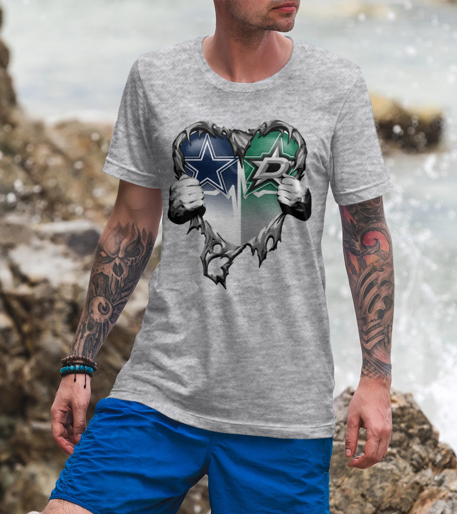 Dallas Cowboys Star Dallas Stars Logo Heart Hands Xatt044 T-Shirt