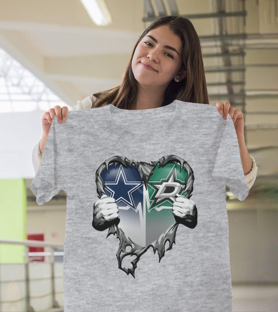 Dallas Cowboys Star Dallas Stars Logo Heart Hands Xatt044 T-Shirt