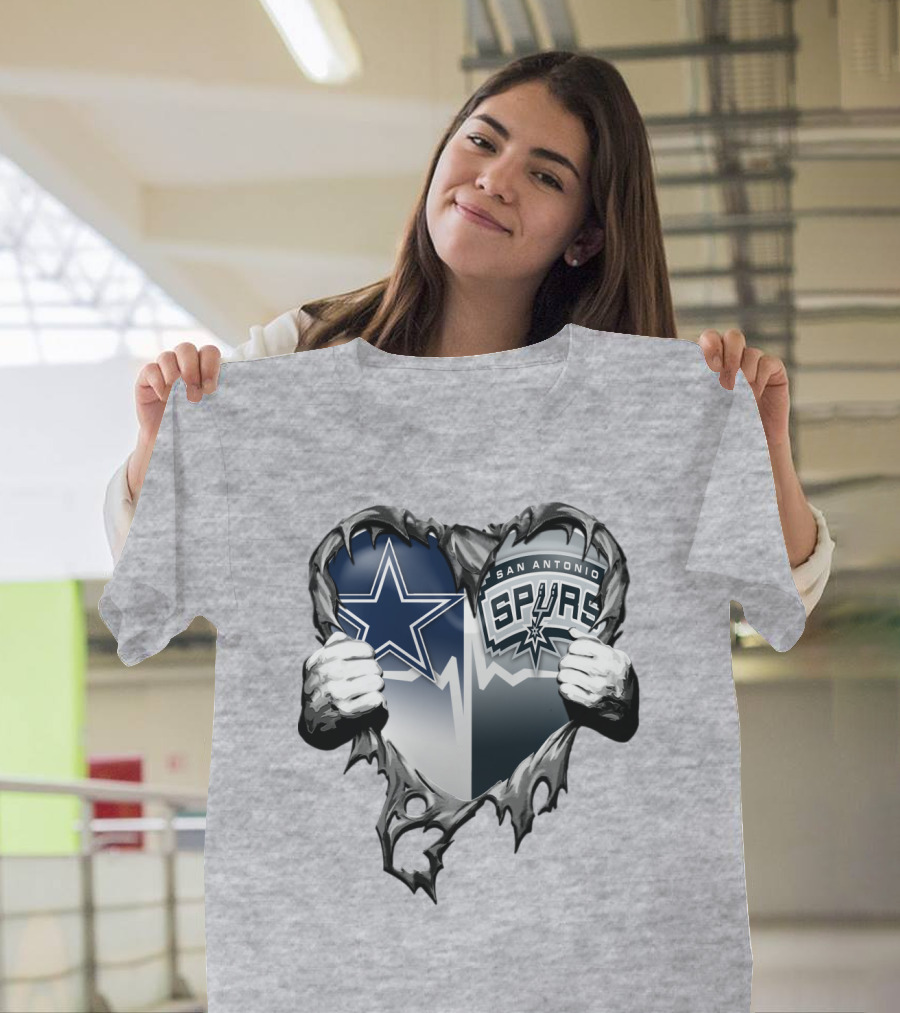 Dallas Cowboys San Antonio Spurs Heart T-Shirt