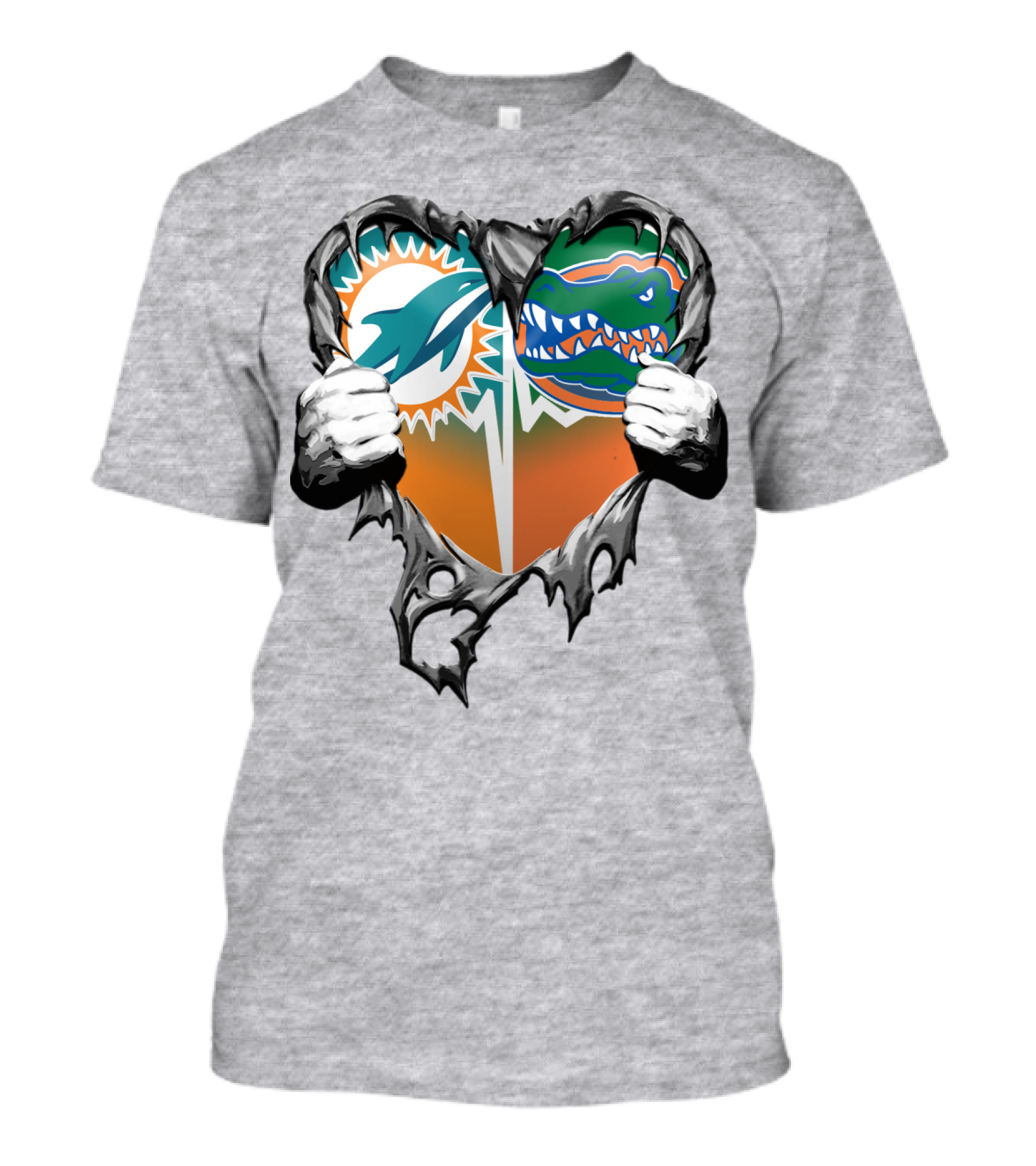 Miami Dolphins Florida Gators Heart Design Xatt048 T-Shirt