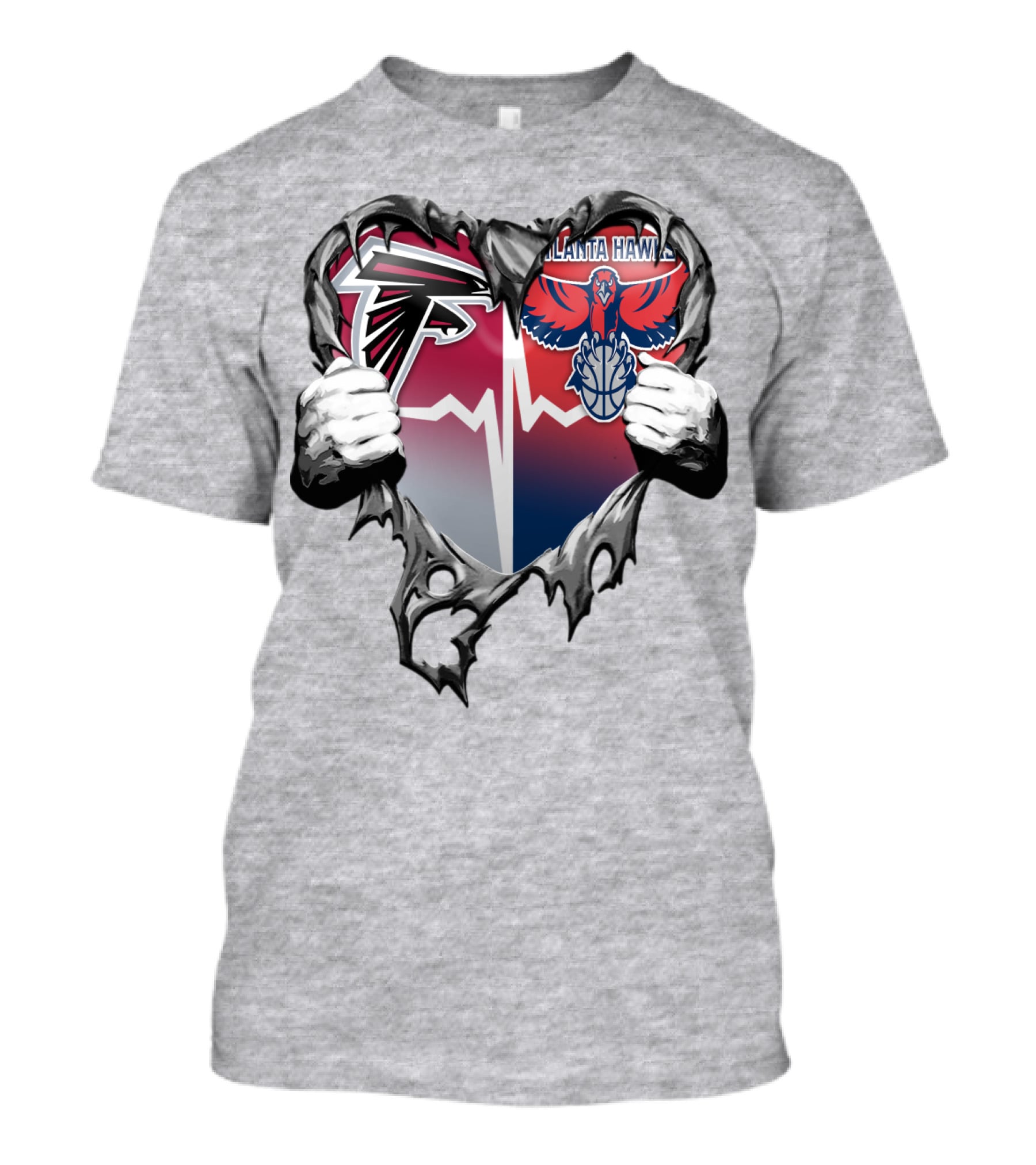 Atlanta Falcons Atlanta Hawks Heartbeat Rip Effect T-Shirt