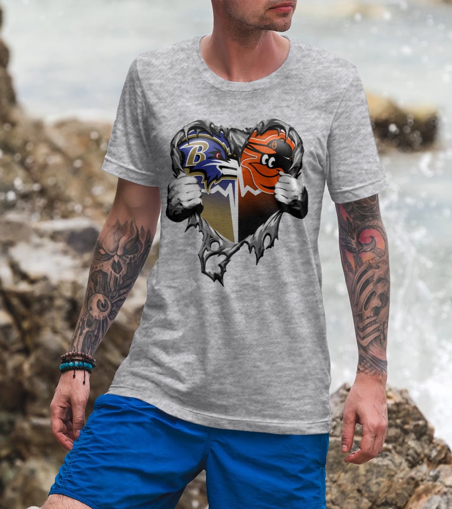 Baltimore Ravens Orioles Heart T-Shirt