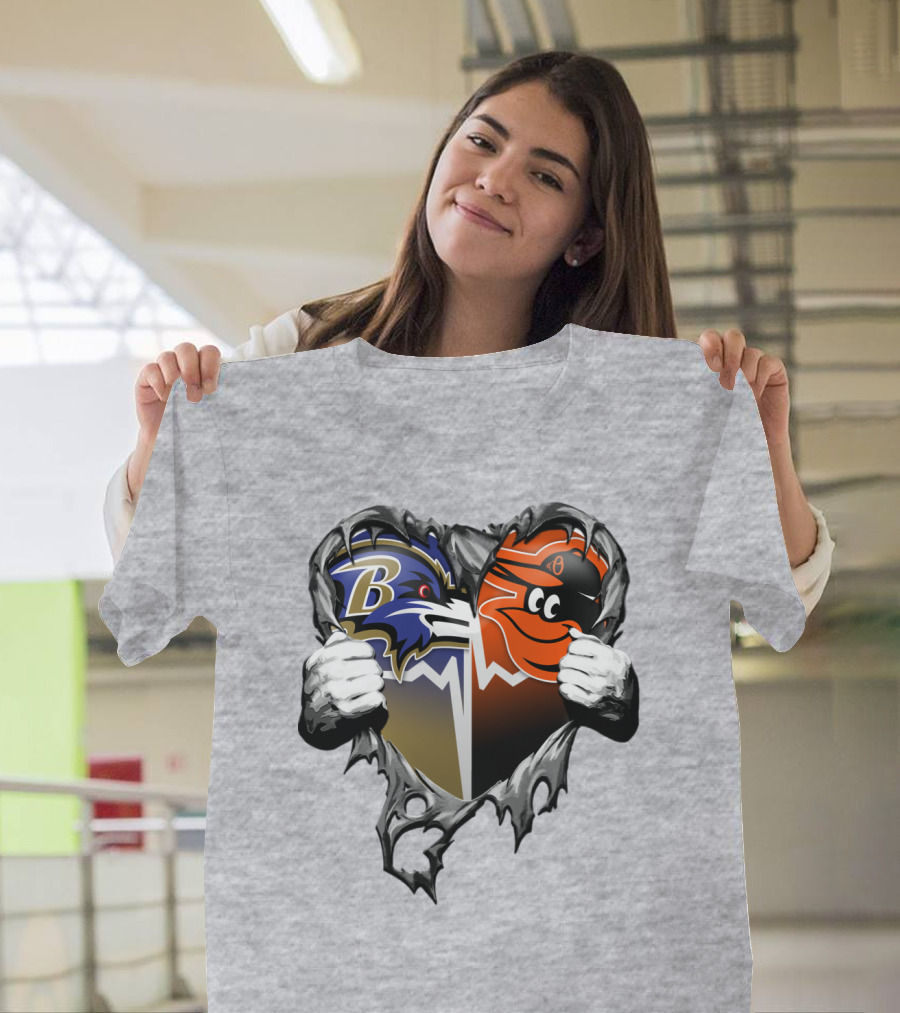 Baltimore Ravens Orioles Heart T-Shirt
