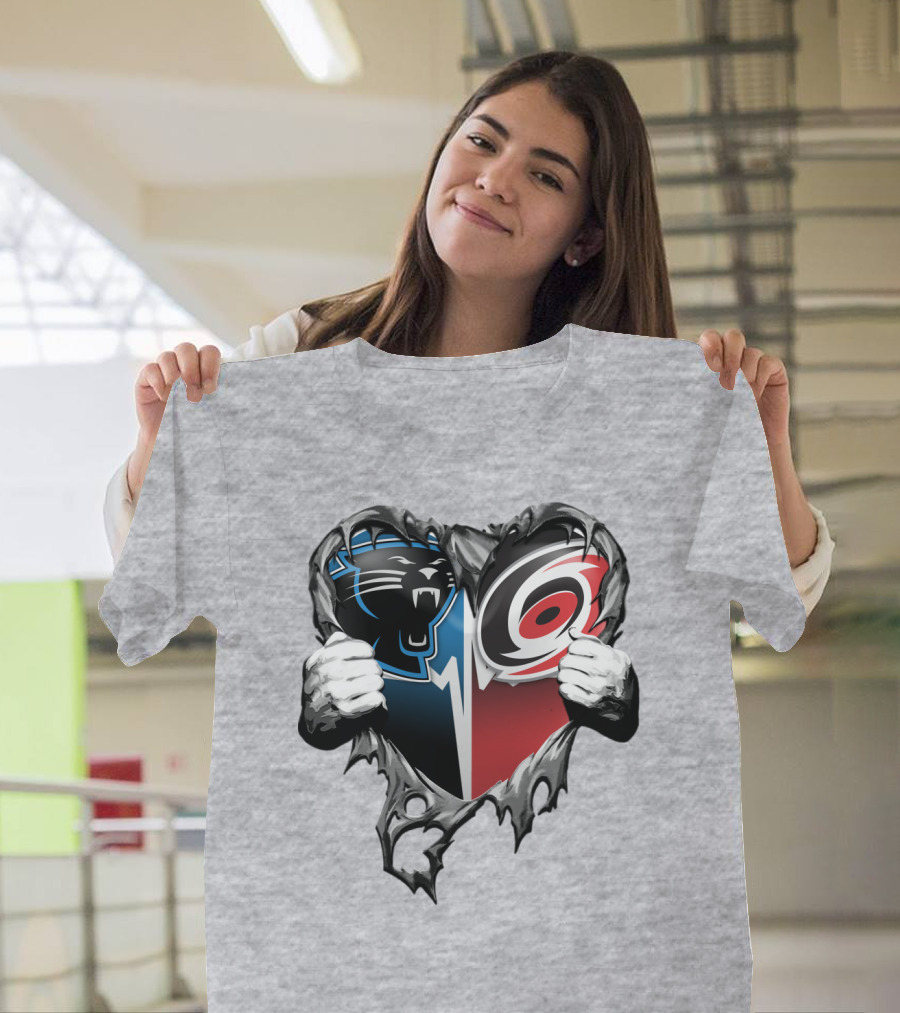 Carolina Panthers Hurricanes Heart T-Shirt