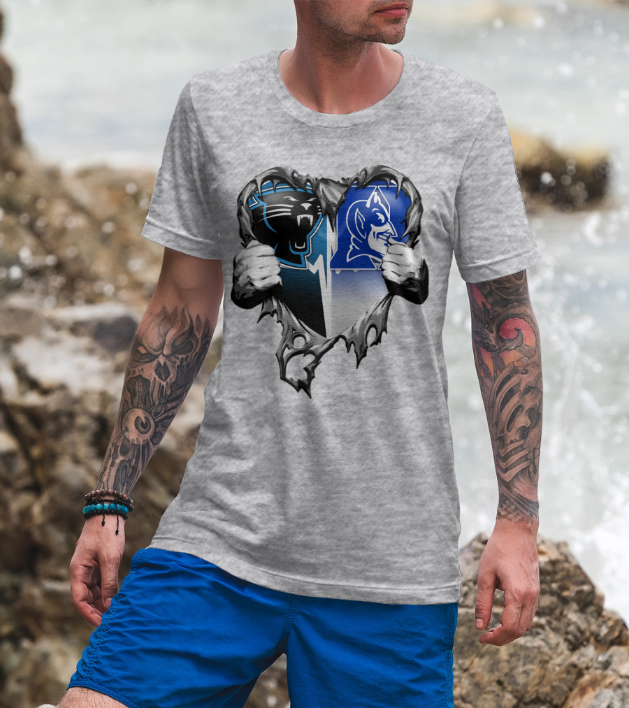 Carolina Panthers Duke Blue Devils Heart T-Shirt