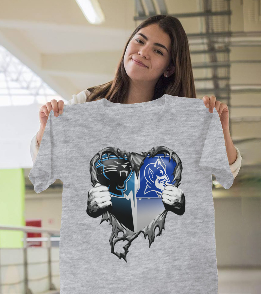 Carolina Panthers Duke Blue Devils Heart T-Shirt