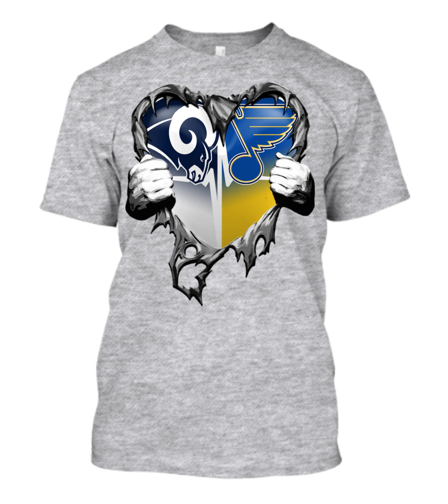 St. Louis Rams And Blues Heart Torn T-Shirt