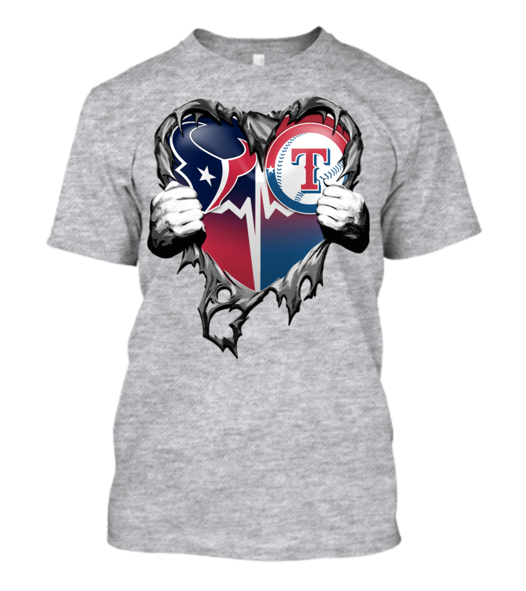 Houston Texans And Texas Rangers Heart T-Shirt