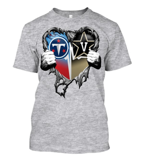 Tennessee Titans And Vanderbilt Commodores Heart T-Shirt