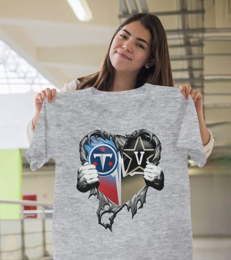 Tennessee Titans And Vanderbilt Commodores Heart T-Shirt