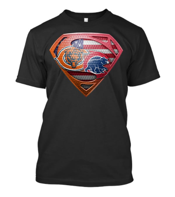 Chicago Bears Superman Shield American Flag T-Shirt