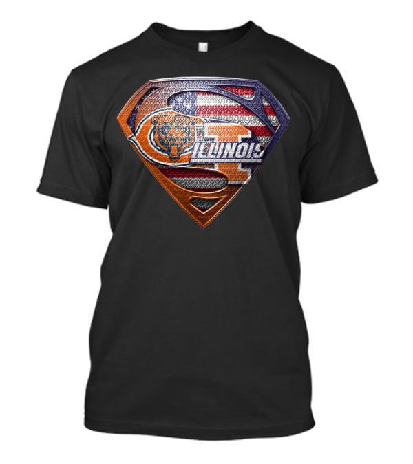 Illinois Bears American Flag Superman T-Shirt