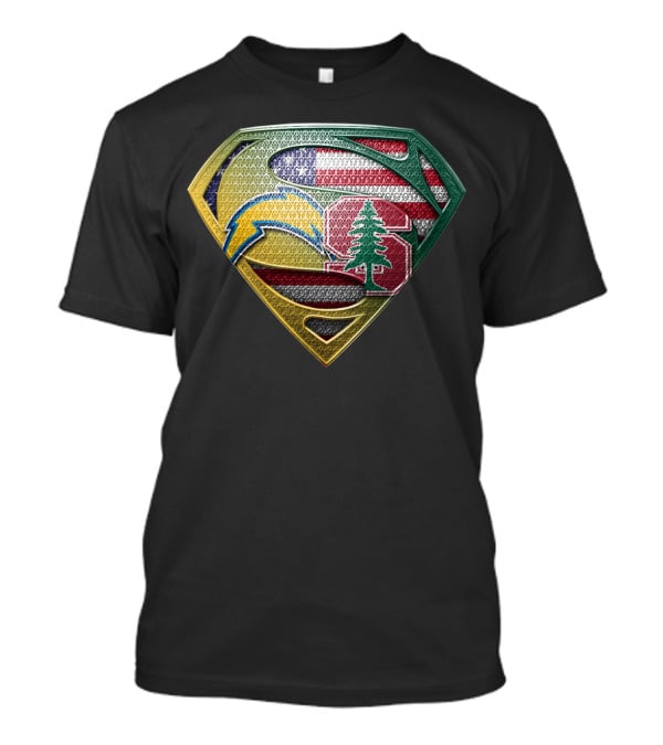 San Diego Chargers Superman Stanford Tree American Flag Combination T-Shirt