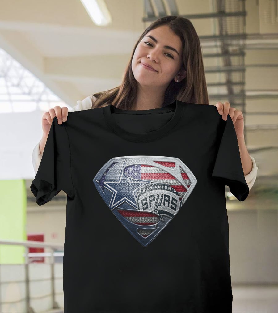 San Antonio Spurs American Flag Superman Shield T-Shirt
