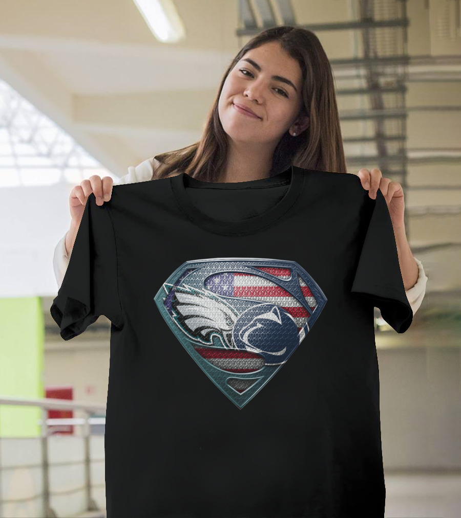 Superman Crest Philadelphia Eagles Penn State American Flag T-Shirt