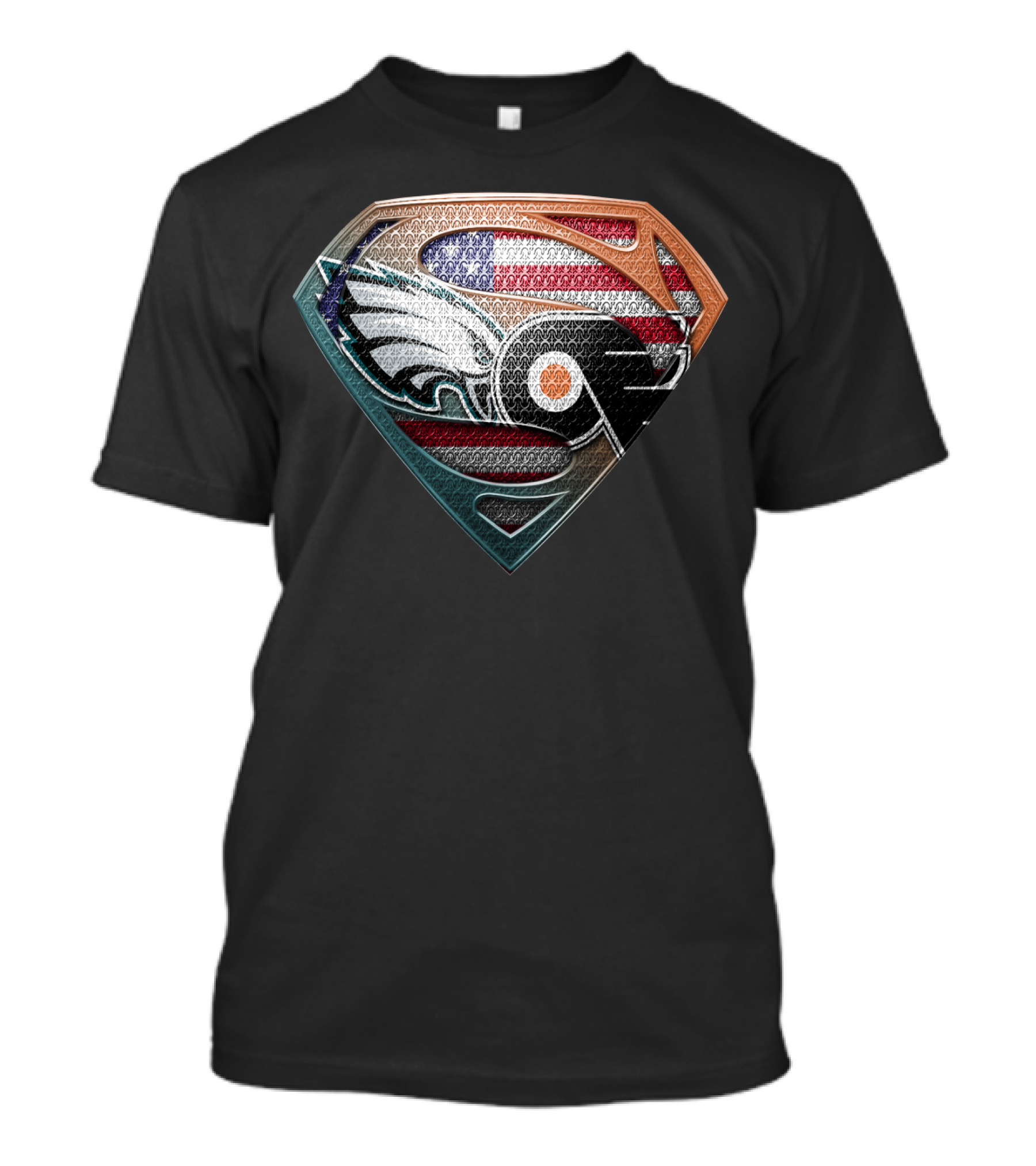 Superman Shield American Flag Philadelphia Eagles Flyers Logo Fusion T-Shirt