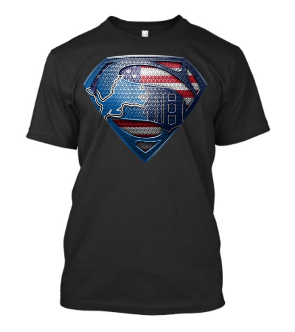 Detroit American Flag Superhero Symbol T-Shirt