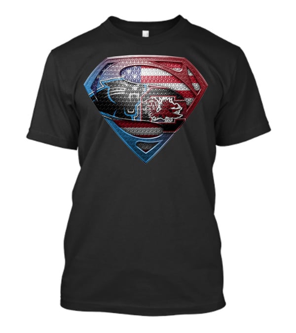 Carolina Panthers South Carolina Gamecocks Usa Flag Superman T-Shirt