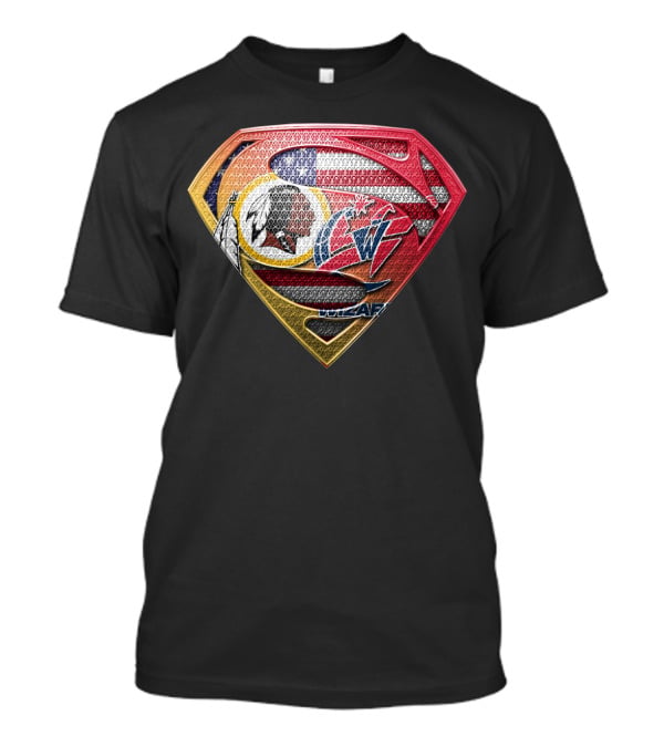 Superman Shield Design With Washington Redskins And Washington Wizards Logos T-Shirt