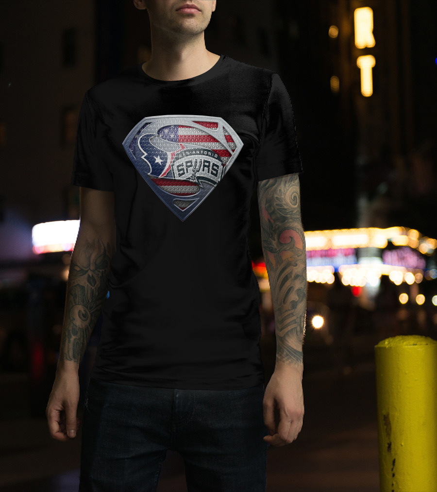 San Antonio Spurs Superman Logo Texas Flag T-Shirt
