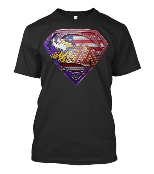 Minnesota Vikings University Of Minnesota American Flag Superman T-Shirt