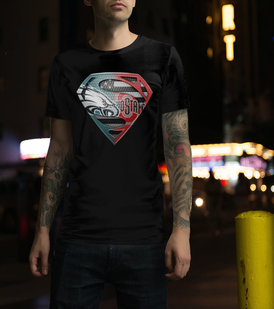 Philadelphia Eagles Ohio State Superman Shield T-Shirt