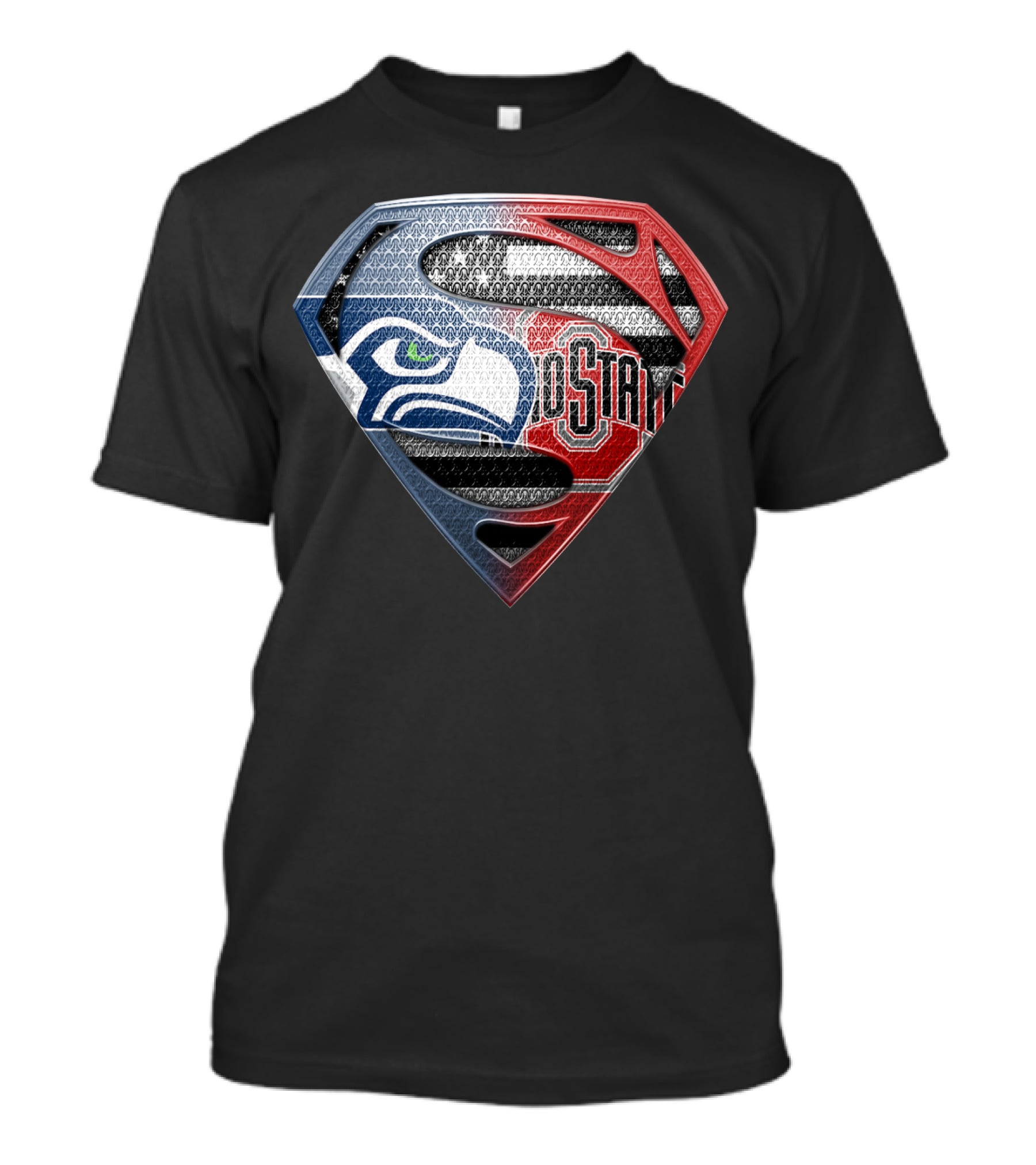 Seattle Seahawks Ohio State Superman Logo Fusion T-Shirt