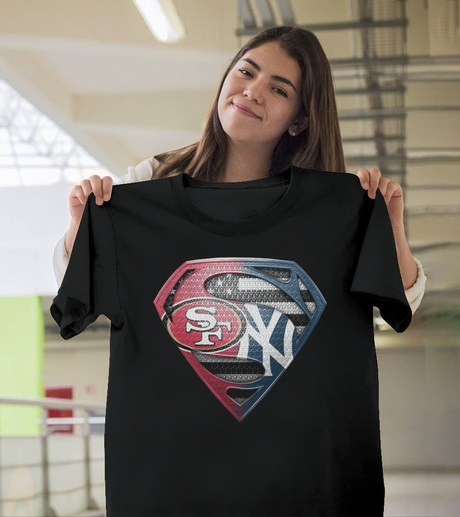Sf San Francisco 49ers New York Yankees Superman Shield T-Shirt