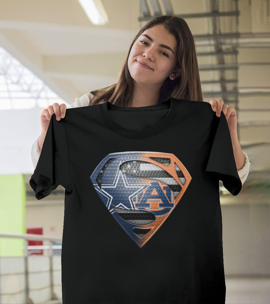 Dallas Cowboys Auburn Tigers Superman Emblem Fusion T-Shirt
