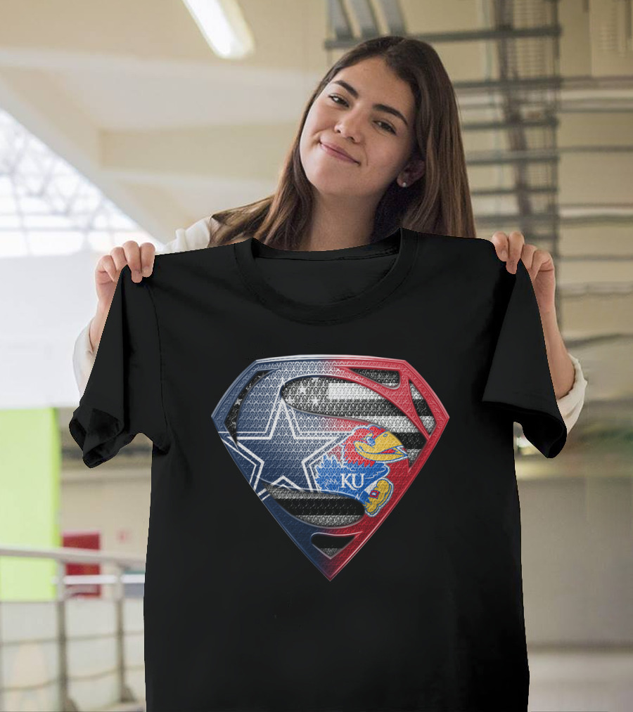 Superman Dallas Cowboys Kansas Jayhawks Ku Logo Mashup T-Shirt