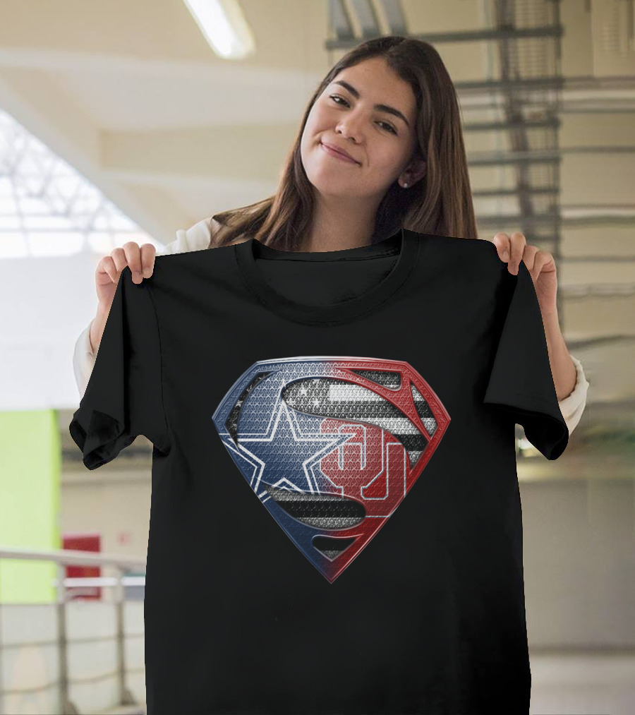 Superman Shield With Dallas Cowboys Star And Oklahoma Sooners Logos T-Shirt