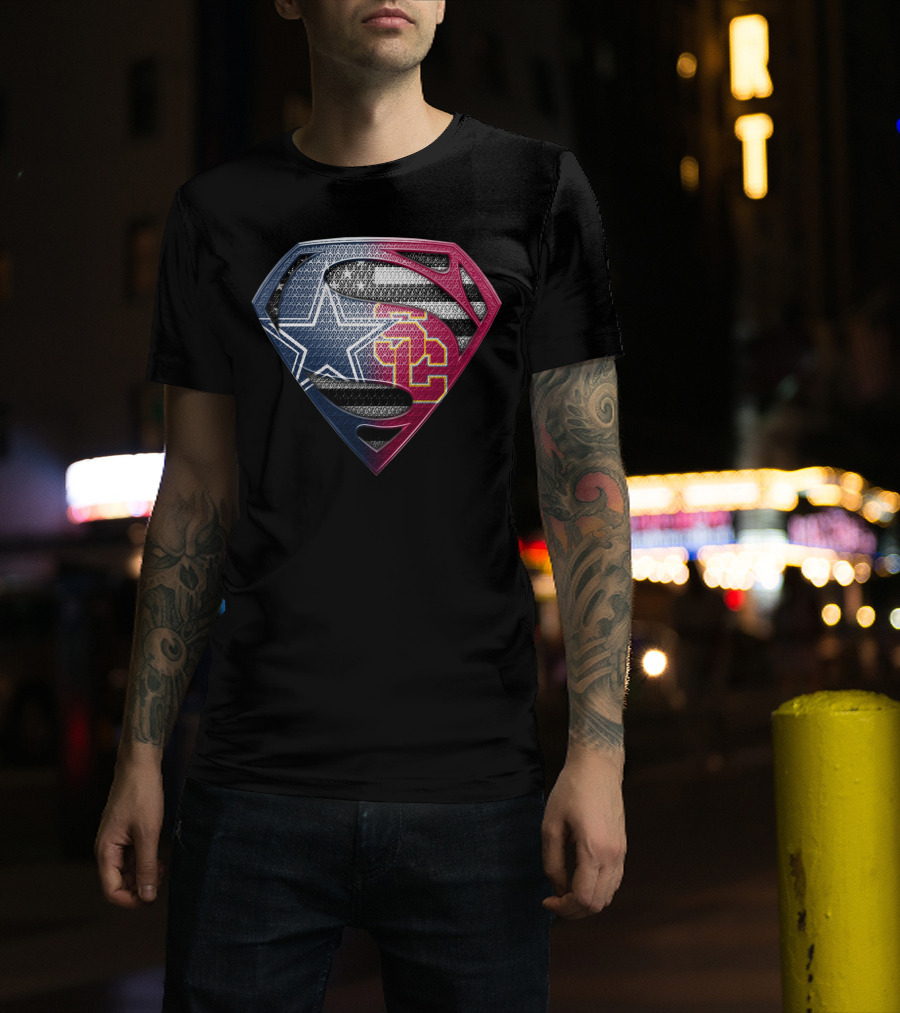 Dallas Star Los Angeles Trojans Superman Logo Fusion T-Shirt